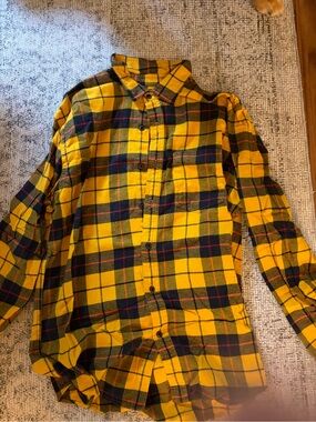 Amazon Essentials Yellow Plaid Long-Sleeve Button-Down Shirt